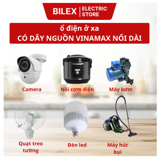 Dây điện liền phích 500w dây dài 3m, 5m VINAMAX – Dây nguồn nối dài ổ cắm, vỏ trắng, an toàn
