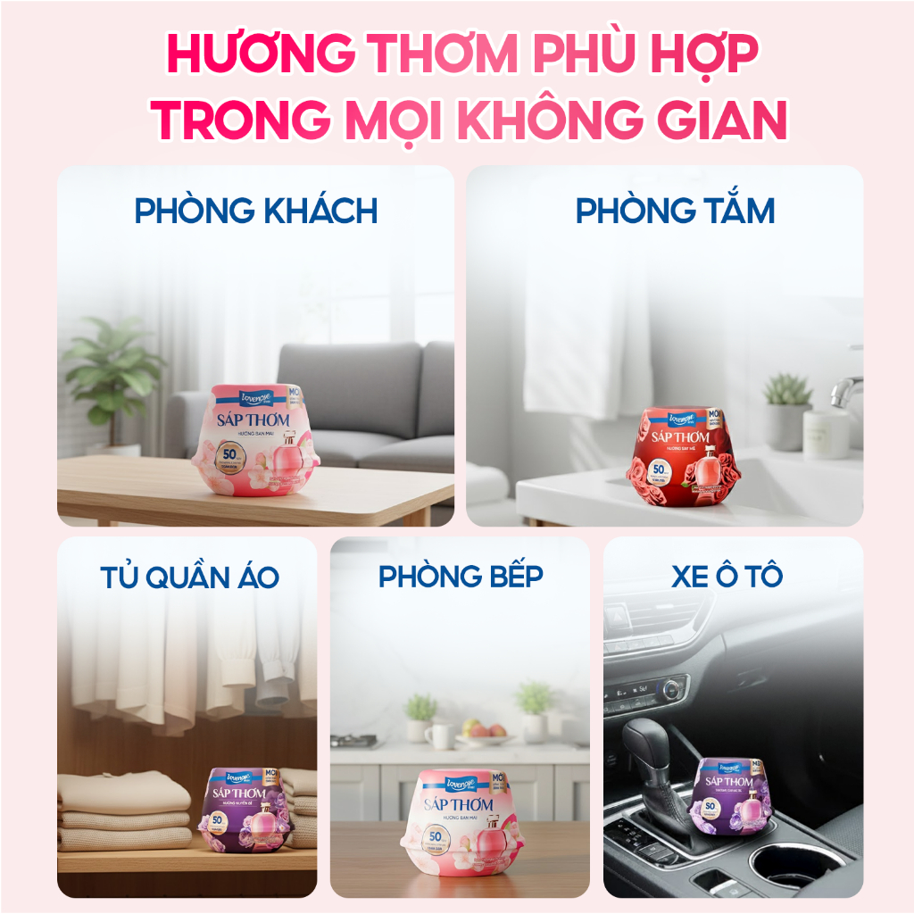 Sáp Thơm Phòng Lovenose Lan Tỏa Hương Thơm Ngát 50 Ngày, Khử Mùi Toàn Diện 230g