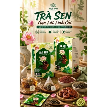 Combo 02 Hộp Trà Sen Gạo Lứt Linh Chi Chính Hãng - Hương Sen Dịu Nhẹ, Gạo Lứt Rang Tự Nhiên, Đóng Gói Đẹp