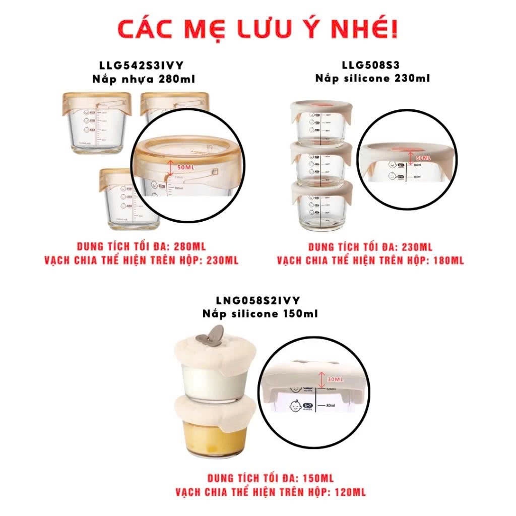[SVIP] Hộp thủy tinh đựng thức ăn dặm cho bé LocknLock có vạch chia dung tích LLG508S3 LLG509S3 LLG542S3IVY - K-MALL