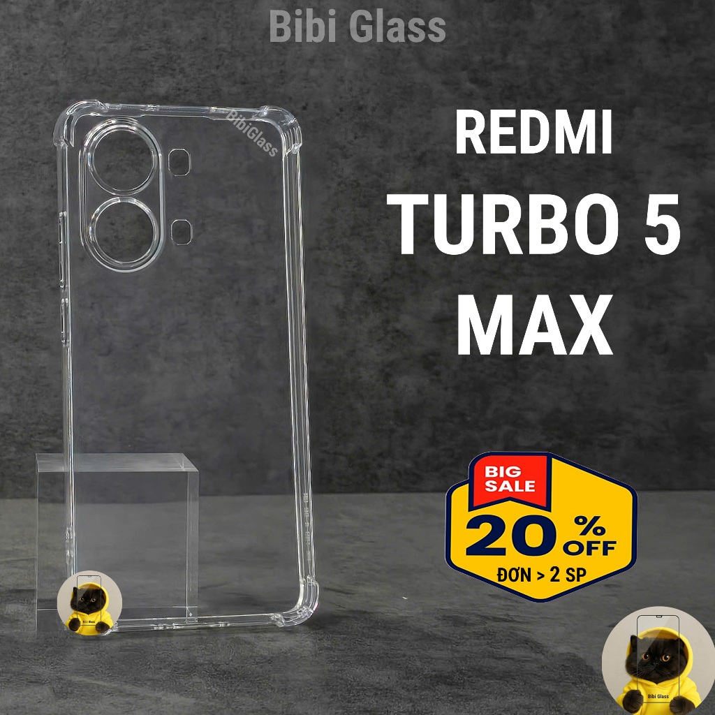 Ốp lưng Redmi turbo 5 max dẻo trong suốt silicon viền vuông bảo vệ camera điện thoại toàn diện