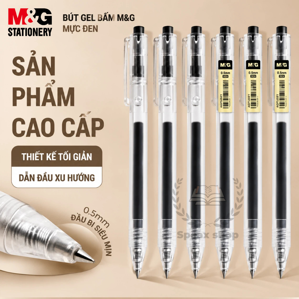 [🔥12 MÀU 2026] Bút Bi Nước Mực Gel Bấm Nhiều Màu Nhanh Khô 0.5mm M&G-Viết Bi Học Sinh Văn Phòng Mực Đều 87977