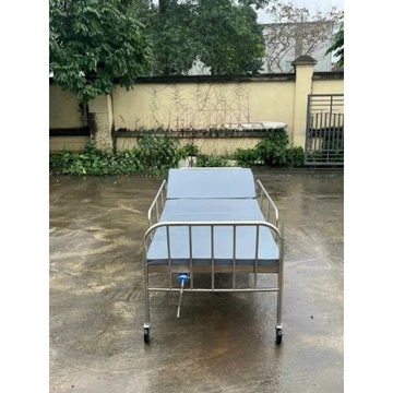 Giường bệnh nhân, Giường bệnh nhân inox 1 tay quay có thành giường cọc màn, bánh xe
