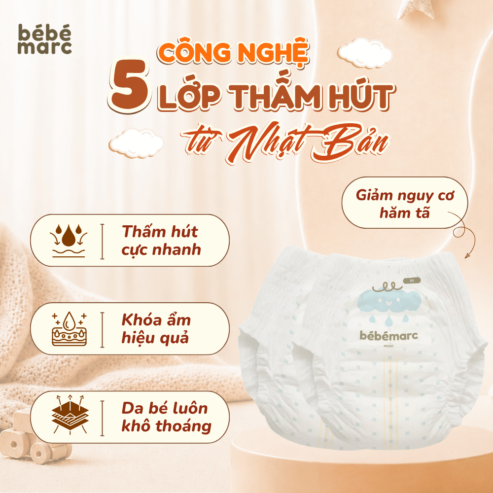 Tã Quần/Dán Dành Cho Bé Từ Sơ Sinh bébémarc - Siêu Mềm, Mỏng Nhẹ - Nhiều Loại, Nhiều Size