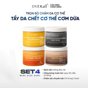 Tẩy Da Chết Cơ thể Cho da Mụn da Khô Nhạy cảm Cơm Dừa Enzyme Sinh học OVERall