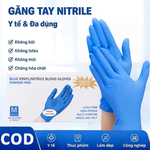 Găng tay nitrile màu xanh/đen không bột — Phù hợp cho lĩnh vực y tế, spa và thẩm mỹ viện