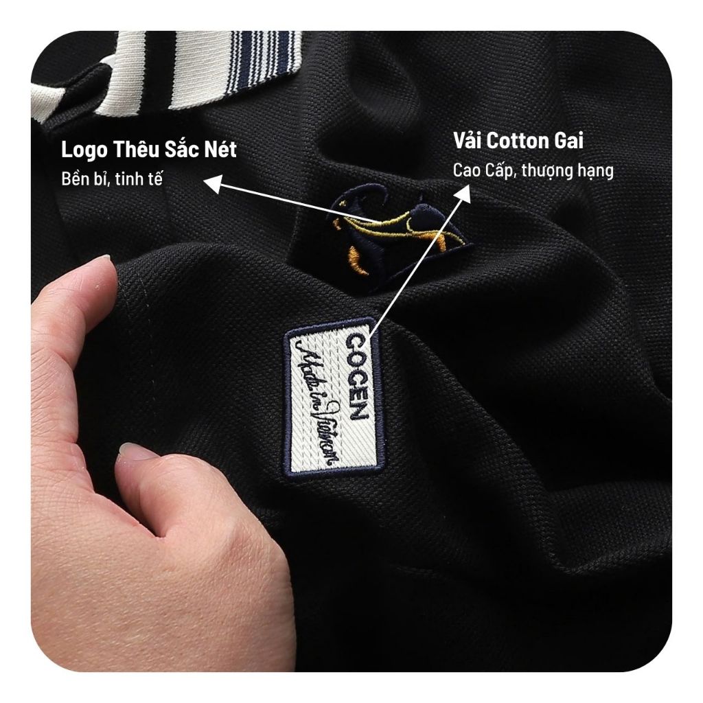 Polo GOGEN Chính Hãng Dòng Cao Cấp, Chất Vải Cotton Gai Pique Logo Thêu Sắc Nét GG-005