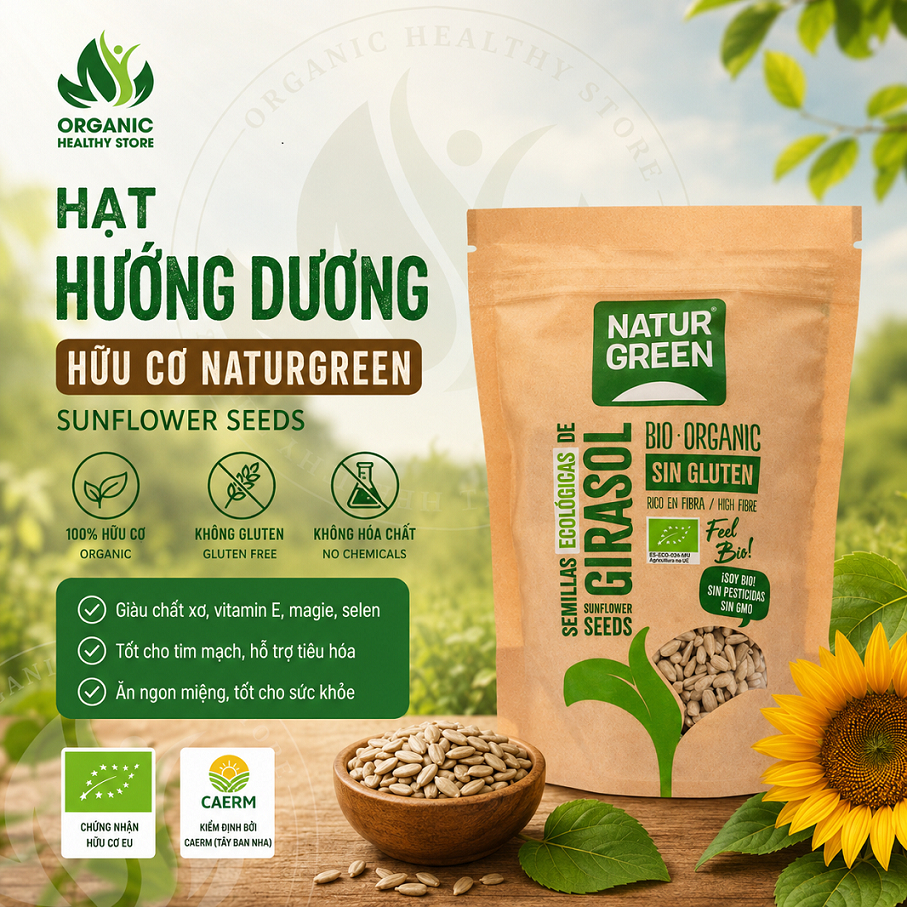 Hạt hướng dương hữu cơ đã bóc vỏ Sottolestelle/ Naturgreen Organic Sunflower Seeds