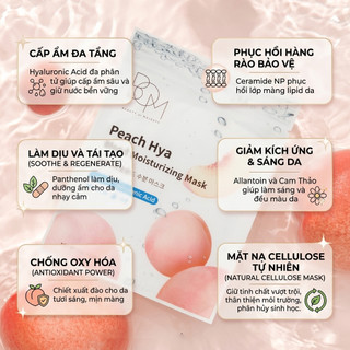[Tặng 5 Miếng Cùng loại] Combo 5 Miếng Mặt Nạ Dưỡng Da B.O.M Blend Mask 25g - Lemon Vita, Peach Hya, Cica Thenol