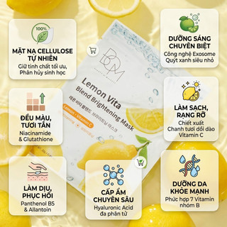 [Tặng 5 Miếng Cùng loại] Combo 5 Miếng Mặt Nạ Dưỡng Da B.O.M Blend Mask 25g - Lemon Vita, Peach Hya, Cica Thenol