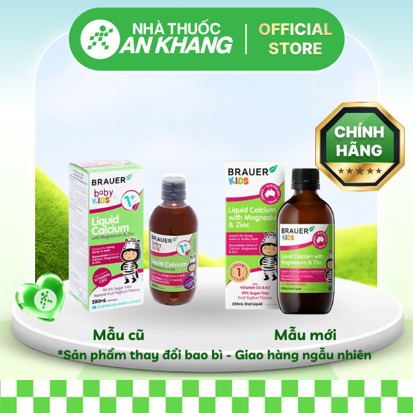 Siro Brauer Liquid Calcium with Magnesium & Zinc hỗ trợ xương và răng chai 200ml [Nhà Thuốc An Khang - Chính Hãng 100%]