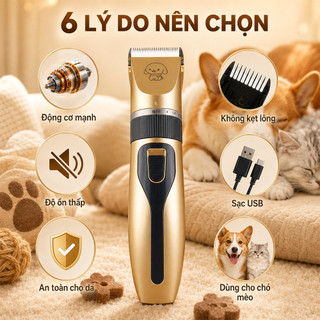 Tông Đơ Cắt Lông Chó Sạc Điện Cầm Tay, Lưỡi Cắt An Toàn, Ít Kẹt Lông, Máy Tỉa Lông Thú Cưng