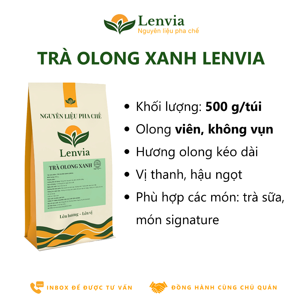 Trà Olong Xanh Pha Trà Sữa Lenvia - Nguyên Liệu Pha Chế - Trà Ô Long Dạng Viên Nguyên 500g