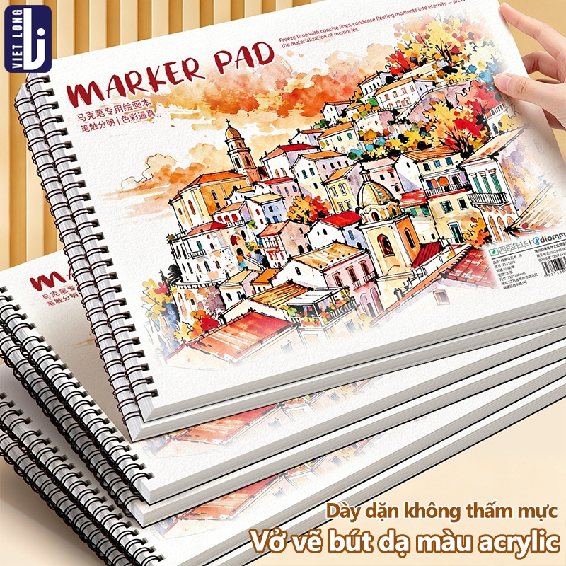 Vở Vẽ Chuyên Dụng Cho Học Sinh, Giấy Dày Không Thấm Màu Nước, Kích Thước A4/A5, Hỗ Trợ Vẽ Tranh Và Sketch Marker Tốt