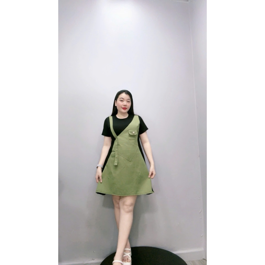 Đầm Jean Bigsize Nữ,Đầm Jean Phối Cổ Tròn Cách Điệu Lên Phom Tôn Dáng ĐẦM JEAN G671+G672