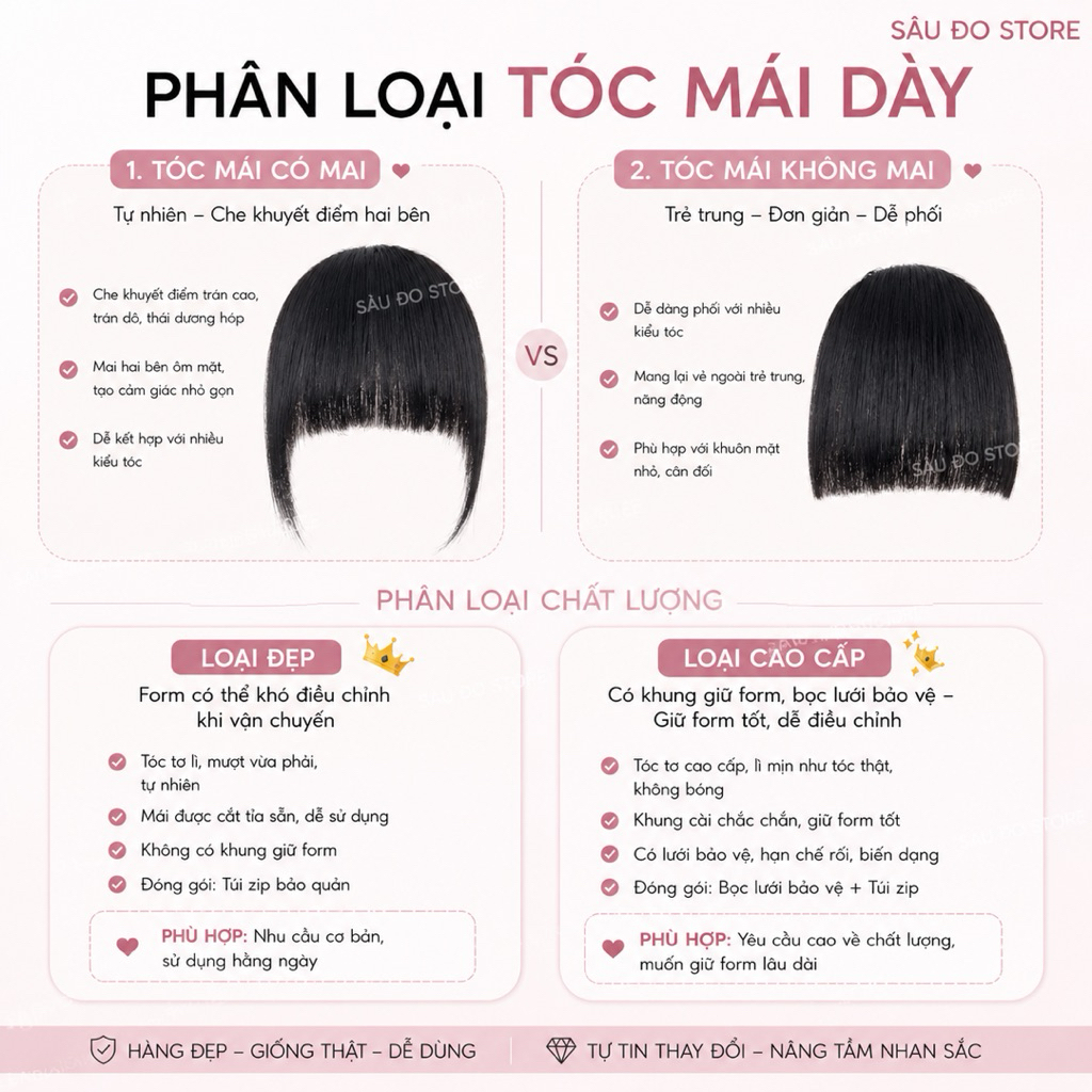 [TOP BÁN CHẠY] MÁI NGANG TÓC GIẢ DÀY VỪA NHIỀU MÀU CÓ MAI VÀ KHÔNG MAI
