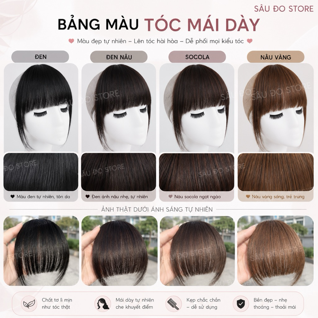 [TOP BÁN CHẠY] MÁI NGANG TÓC GIẢ DÀY VỪA NHIỀU MÀU CÓ MAI VÀ KHÔNG MAI