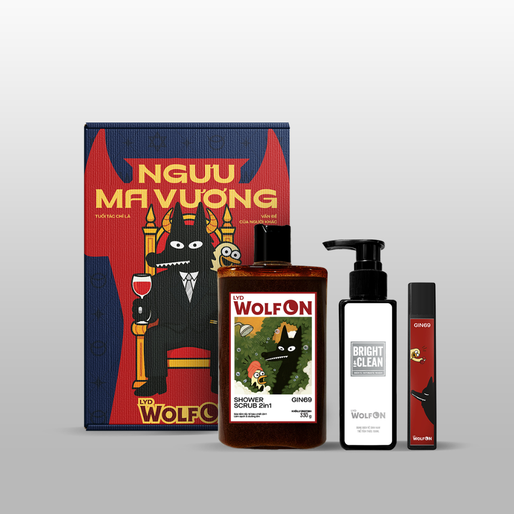 Bộ Quà Tặng Nam Giới Ngưu Ma Vương LYD Wolf ON - Gift Box, Sữa Tắm Nam, Xịt Khử Mùi, Dung Dịch Vệ Sinh 150ml | BigBuy360 - bigbuy360.vn