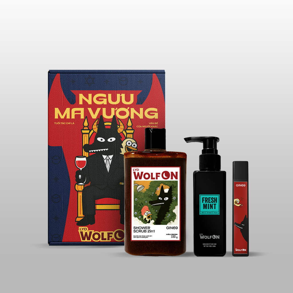 Bộ Quà Tặng Nam Giới Ngưu Ma Vương LYD Wolf ON - Gift Box, Sữa Tắm Nam, Xịt Khử Mùi, Dung Dịch Vệ Sinh 150ml | BigBuy360 - bigbuy360.vn