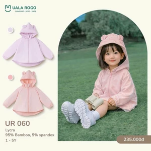 Áo Khoác Chống Nắng Bé Gái Chất Liệu Bamboo Co Giãn 4 Chiều, Chống UV, Có Mũ Tai Gấu 1-5 Tuổi UR 060