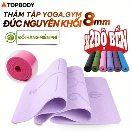 Thảm Tập Yoga Định Tuyến TPE Cao Cấp Đúc Nguyên Khối 8mm Chống Trượt Bền Bỉ TOPBODY