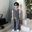 Set Gile Bé Trai Phong Cách Hàn Quốc, Bộ Áo Sơ Mi Kẻ Kèm Gile Và Quần Dài Thanh Lịch Cho Bé Liena’s Closet