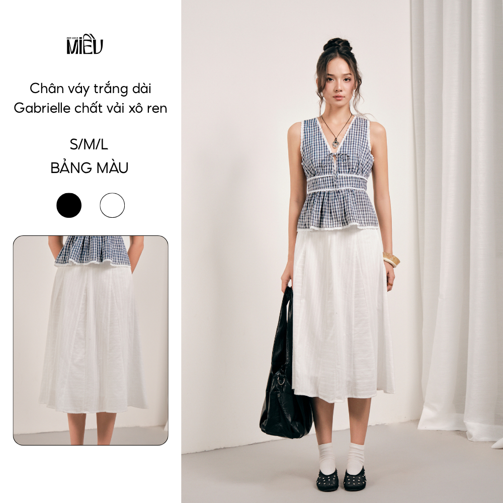 Chân váy trắng dài Gabrielle Miều Est.2013 phong cách tiểu thơ sang trọng