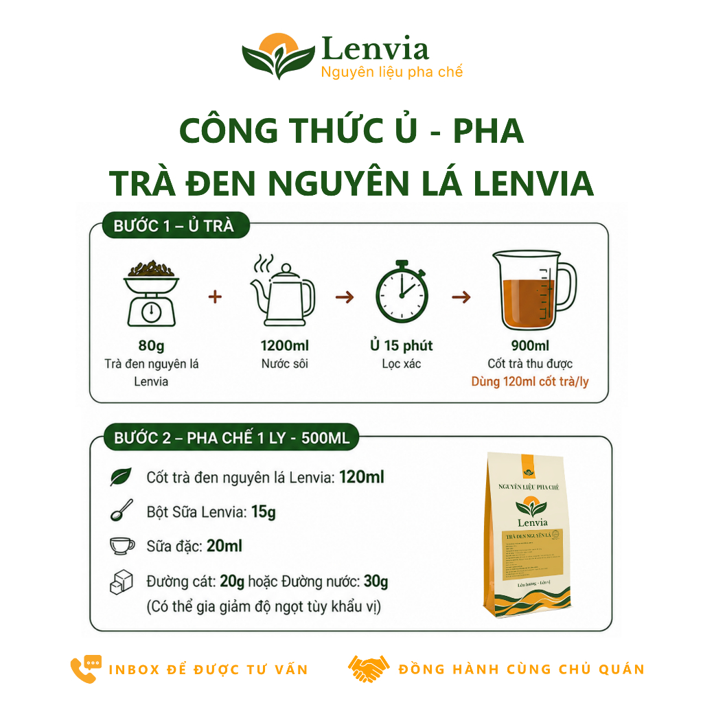 Trà Đen Nguyên Lá Pha Trà Sữa Lenvia - Nguyên Liệu Pha Chế Nấu Trà Sữa Cho Quán - Không Vụn Đậm Vị Túi 500g