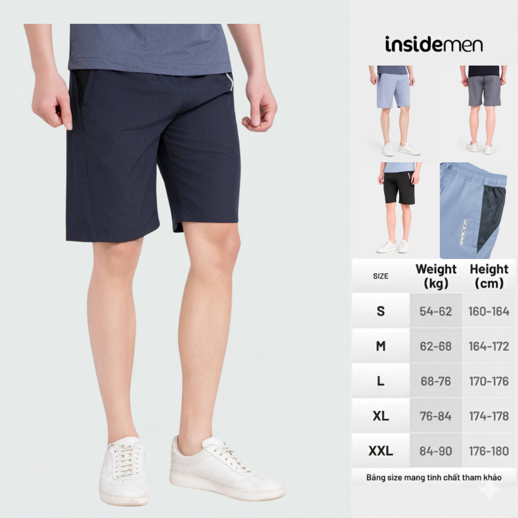 Quần Short thể thao cạp chun nam Insidemen Active dáng Regular Fit năng động thể thao ISO107MAH0