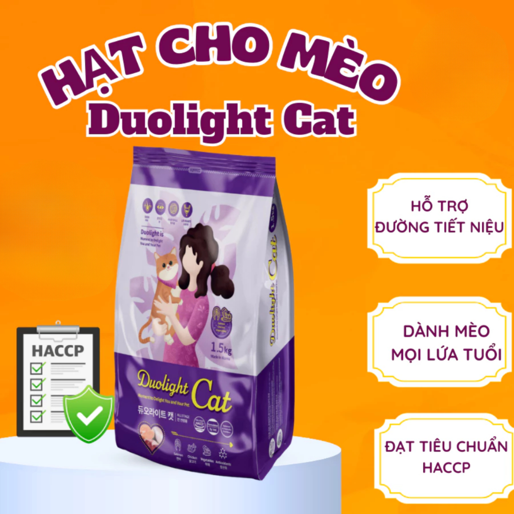 Hạt Cho Mèo Duolight Cat 1kg - Thức Ăn Mèo Hỗ Trợ Tiết Niệu, Tiêu Hóa, Bóng Mượt Lông