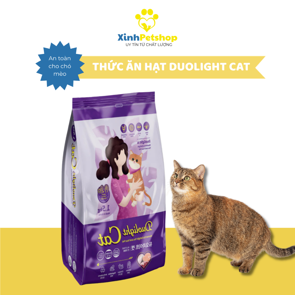 Hạt Cho Mèo Duolight Cat 1kg - Thức Ăn Mèo Hỗ Trợ Tiết Niệu, Tiêu Hóa, Bóng Mượt Lông