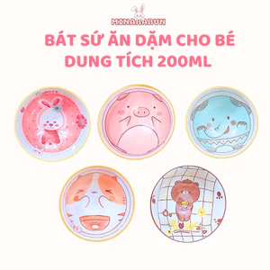 Bát ăn cơm hoạ tiết dễ thương cho bé tráng men cao cấp