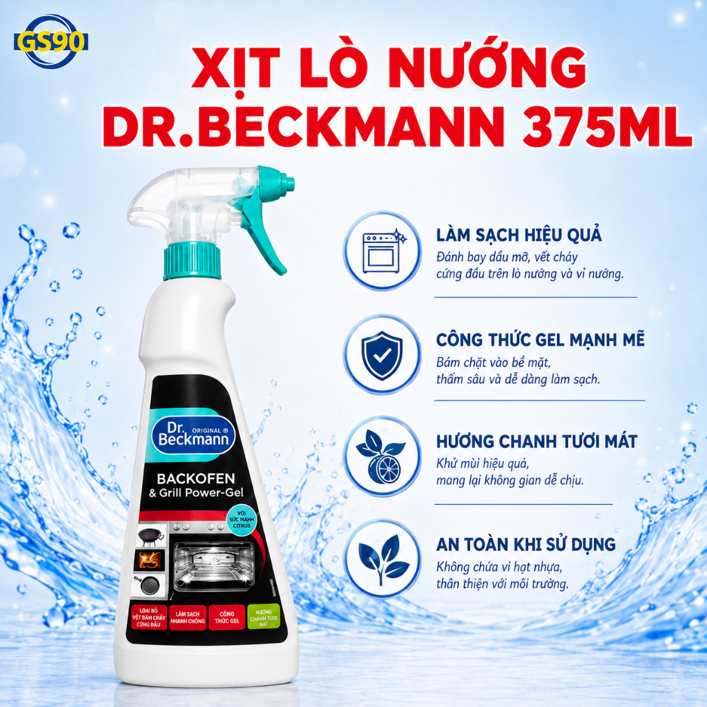 Xịt Vệ Sinh Lò Nướng Dr.Beckmann 375ml Vệ Sinh Nồi Chiên Không Dầu, Lò Vi Sóng Làm Sạch, Tẩy Dầu Mỡ, Sạch Khuẩn