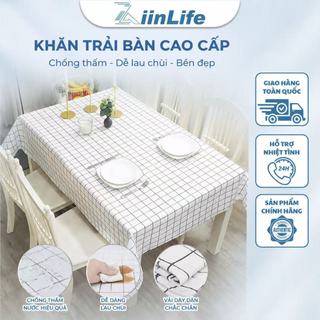 ZiinlLife Khăn Trải Bàn Bàn Ăn Hình Chữ Nhật, Phong Cách Cổ Điển, Chống Thấm, Chống Trơn, Bền Màu, Trang Trí Nhà Cửa