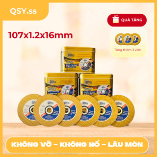 QSY.ss Đá cắt sắt inox 107x1.2x16mm màu vàng, hộp 50 viên