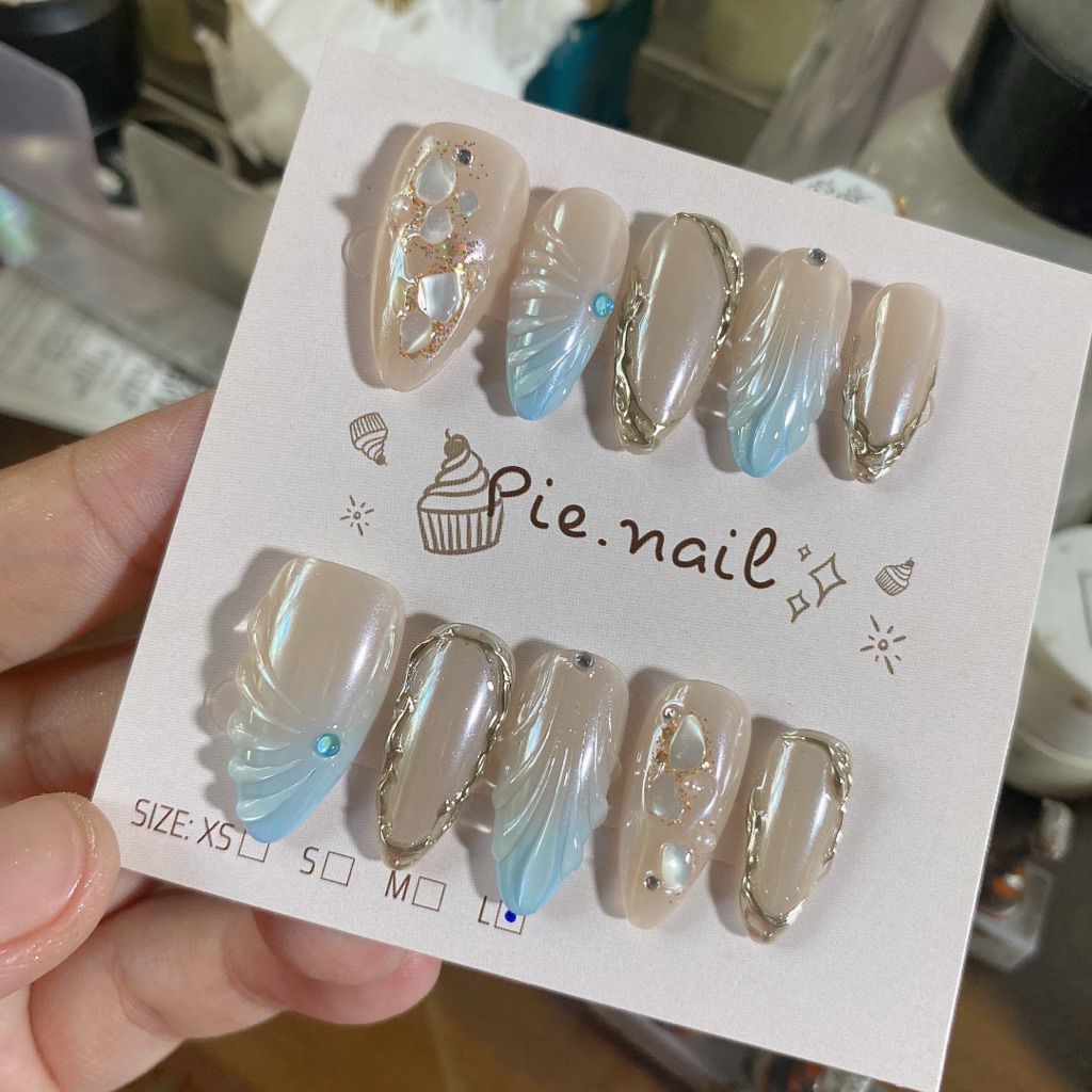 313. nail box ombre xanh tráng ánh trai