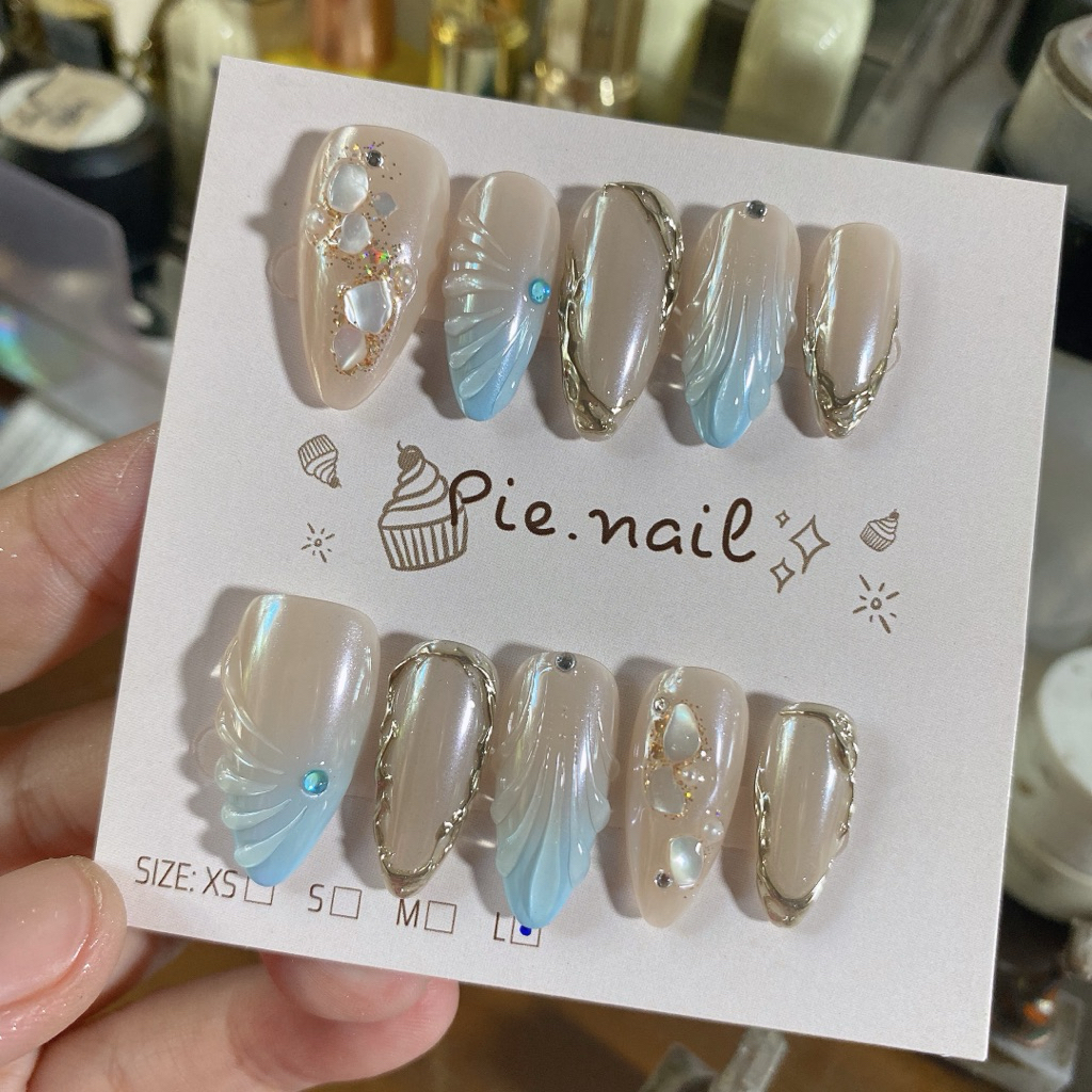 313. nail box ombre xanh tráng ánh trai