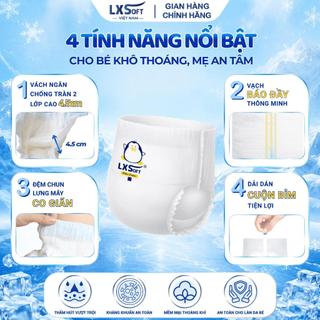Bỉm ĐIỀU HOÀ LXSoft Hàn Quốc Mỏng Nhẹ chỉ 2mm,Siêu Khô Thoáng, Lưng Cao, Không tràn, ngăn ngừa hăm tã