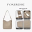 FOXERCHIC Túi đeo nách cao cấp bằng da mềm màu trơn Dây đeo vai có thể điều chỉnh linh hoạt