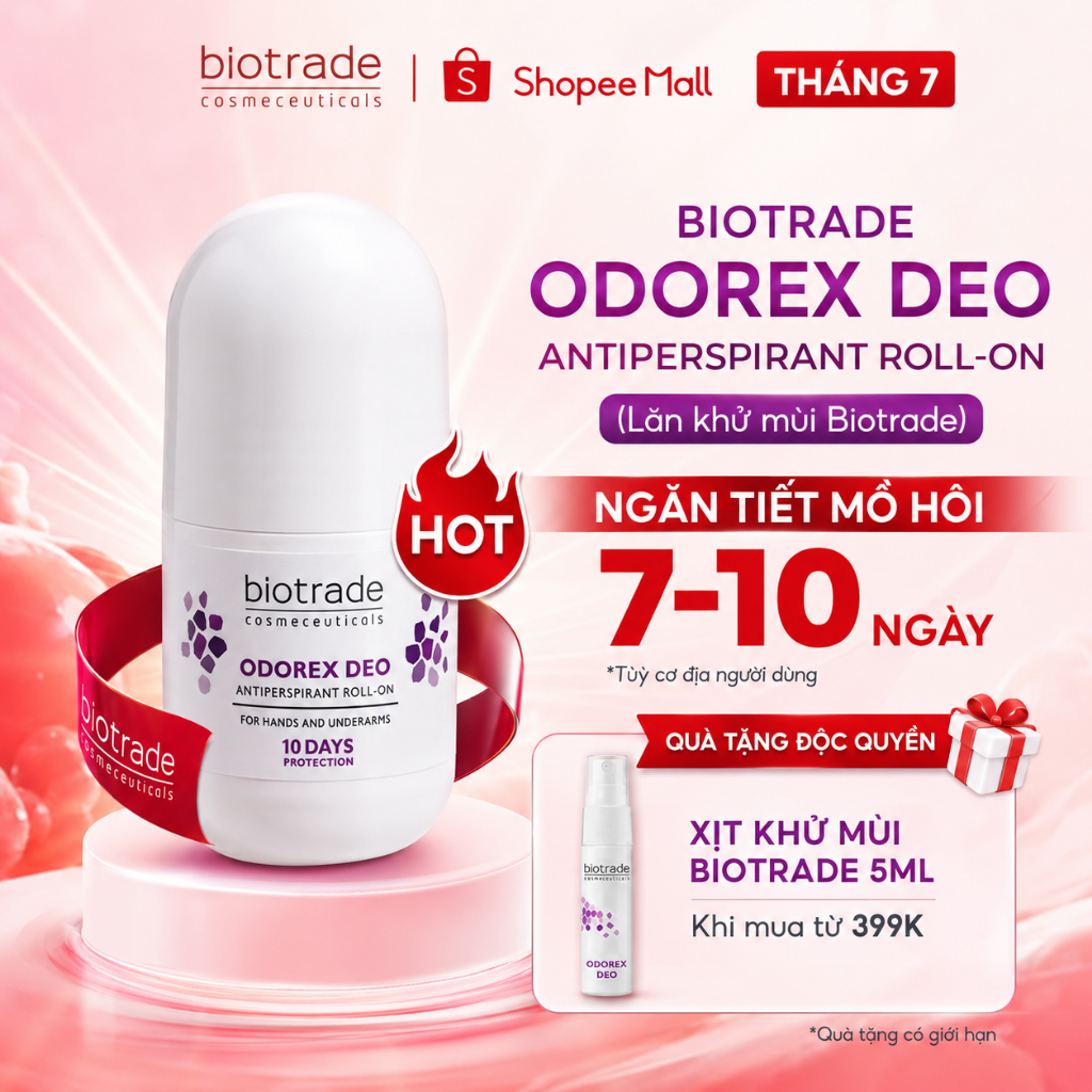 [MALL] Lăn Khử Mùi Biotrade Odorex Deo Antiperspirant RollOn ngăn mồ hôi, khử mùi hôi nách, bàn tay, giảm thâm 20ml/40ml