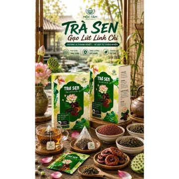 Combo Hai Hộp Trà Sen Gạo Lứt Linh Chi Premium - Trà Hương Sen Tự Nhiên, Gạo Lứt Rang Thơm, Lựa Chọn Tiện Lợi