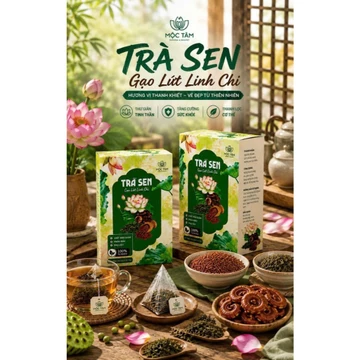 Combo 02 Hộp Trà Sen Gạo Lứt Linh Chi Hương Sen Thanh Tao - Thức Uống Thảo Mộc Đóng Gói Tiện Lợi, Dành Cho Người Yêu Trà