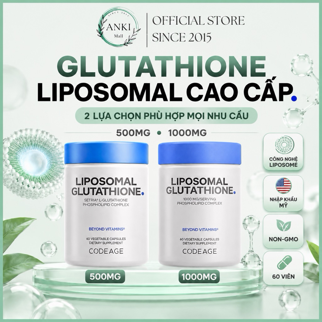 glutathione 500mg or 1000mg Viên Uống Codeage Liposomal 60 Viên Trắng Da Giảm Thâm Nám - Anki Mall medicated skin whitening cream Buy More and Save:2 Box Deal $109.00 Belo Pack of 3