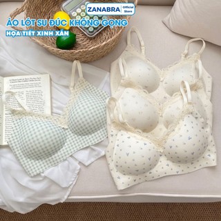 Áo ngực, áo lót nữ su thạch không gọng mút mỏng phối ren cup V ôm ngực nâng đỡ chống xệ ZANABRA 1846