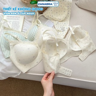 Áo ngực, áo lót nữ su thạch không gọng mút mỏng phối ren cup V ôm ngực nâng đỡ chống xệ ZANABRA 1846