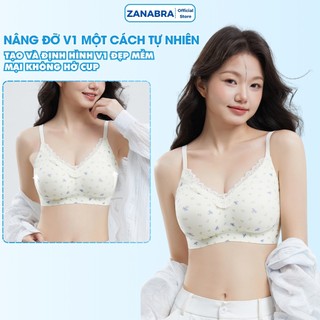 Áo ngực, áo lót nữ su thạch không gọng mút mỏng phối ren cup V ôm ngực nâng đỡ chống xệ ZANABRA 1846