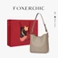FOXERCHIC Túi đeo nách cao cấp bằng da mềm màu trơn Dây đeo vai có thể điều chỉnh linh hoạt