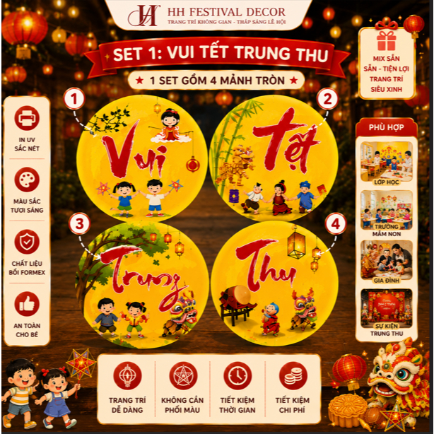 Set Vui Tết Trung Thu Đêm Hội Trăng Rằm Cho Bé Combo Trang Trí Và Quà Tặng Trung Thu