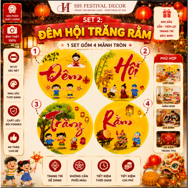 Set Vui Tết Trung Thu Đêm Hội Trăng Rằm Cho Bé Combo Trang Trí Và Quà Tặng Trung Thu