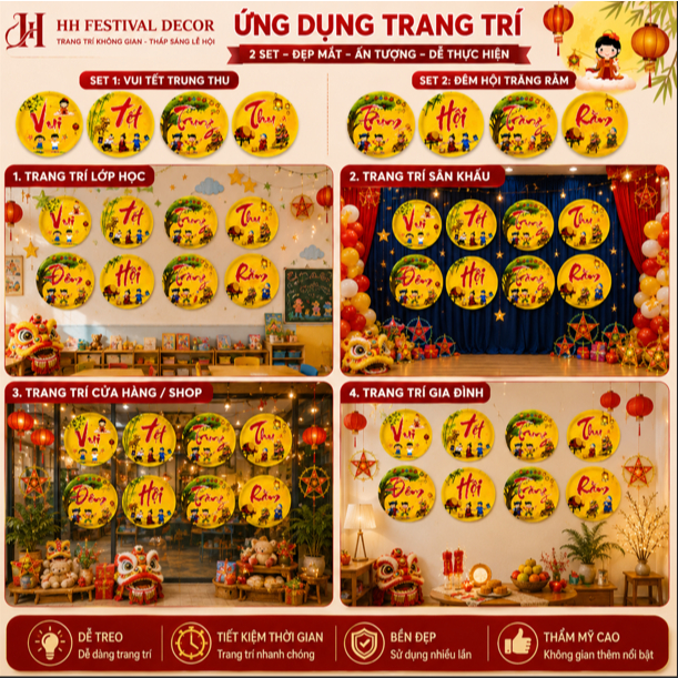 Set Vui Tết Trung Thu Đêm Hội Trăng Rằm Cho Bé Combo Trang Trí Và Quà Tặng Trung Thu